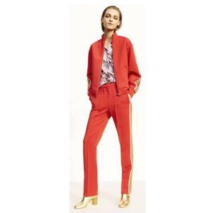 Sandro Racer Stripe Track Jacket / Size 1 Small / Red Streetwear Neoprene